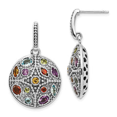 QTC1017 Shey Couture Sterling Silver with 14K Accent Antiqued .55Amethyst/.28Citrine/.65Blue Topaz.37Peridot/.52Garnet Post Dangle Earrings