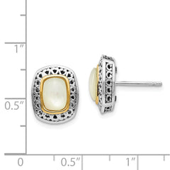 QTC1024 Shey Couture Sterling Silver with 14K Accent Antiqued Mother Of Pearl Post Earrings