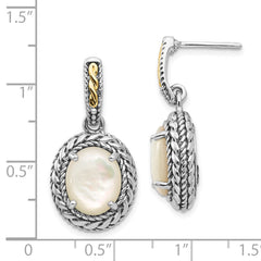 QTC1026 Shey Couture Sterling Silver with 14K Accent Antiqued Mother Of Pearl Post Dangle Earrings