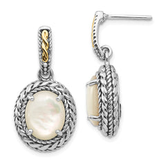 QTC1026 Shey Couture Sterling Silver with 14K Accent Antiqued Mother Of Pearl Post Dangle Earrings