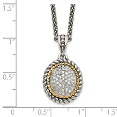 Shey Couture Sterling Silver with 14K Accent 18 Inch Antiqued Diamond Necklace QTC1036