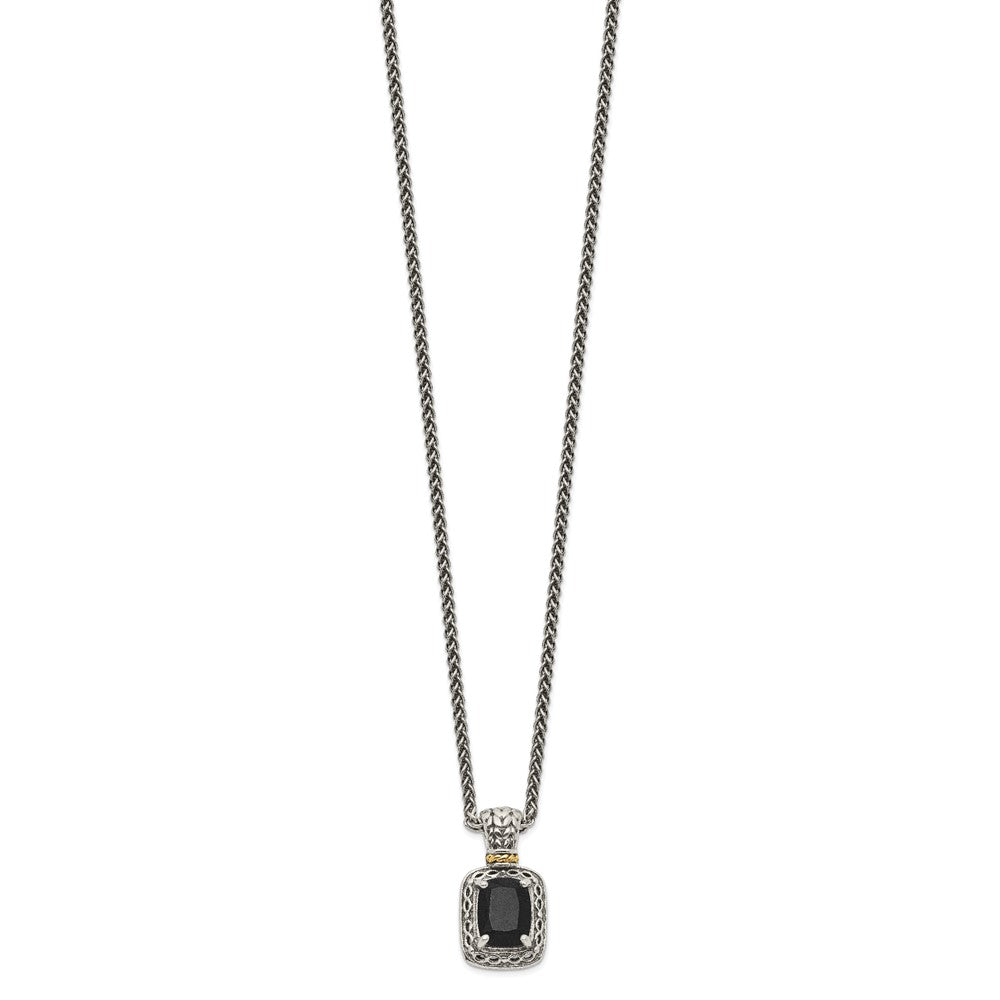 Shey Couture Sterling Silver with 14K Accent 18 inch Antiqued Black Onyx Necklace QTC1066
