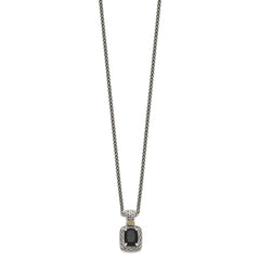 Shey Couture Sterling Silver with 14K Accent 18 inch Antiqued Black Onyx Necklace QTC1066