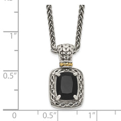 Shey Couture Sterling Silver with 14K Accent 18 inch Antiqued Black Onyx Necklace QTC1066
