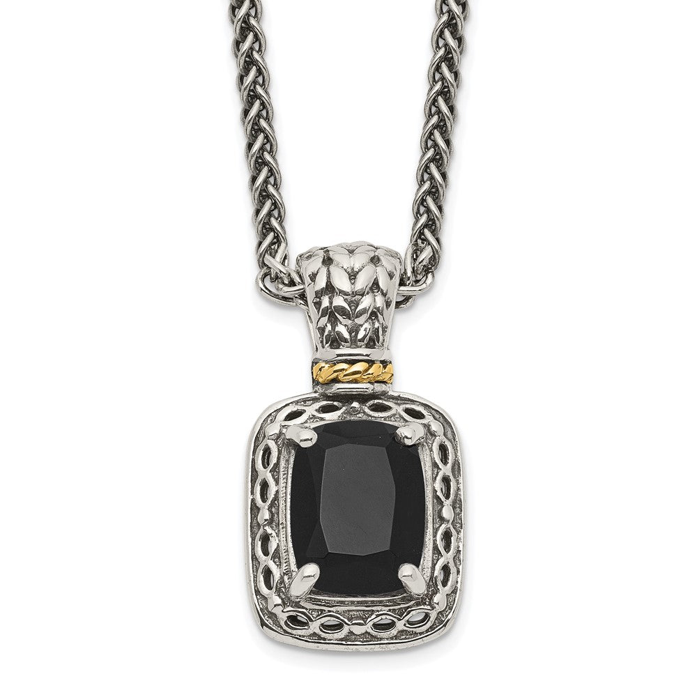 Shey Couture Sterling Silver with 14K Accent 18 inch Antiqued Black Onyx Necklace QTC1066