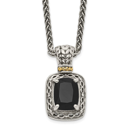 Shey Couture Sterling Silver with 14K Accent 18 inch Antiqued Black Onyx Necklace QTC1066