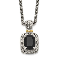 Shey Couture Sterling Silver with 14K Accent 18 inch Antiqued Black Onyx Necklace QTC1066