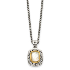 Shey Couture Sterling Silver with 14K Accent 18 Inch Antiqued Mother Of Pearl Necklace QTC1099