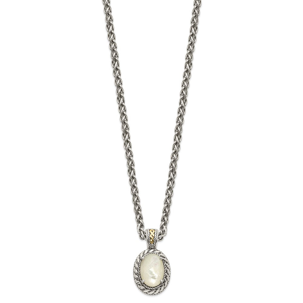 Shey Couture Sterling Silver with 14K Accent 18 Inch Antiqued Mother Of Pearl Necklace QTC1101