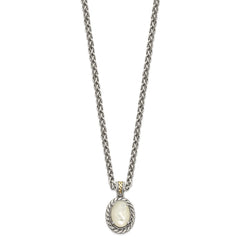 Shey Couture Sterling Silver with 14K Accent 18 Inch Antiqued Mother Of Pearl Necklace QTC1101