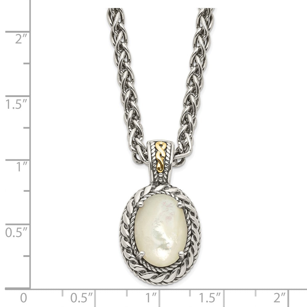 Shey Couture Sterling Silver with 14K Accent 18 Inch Antiqued Mother Of Pearl Necklace QTC1101