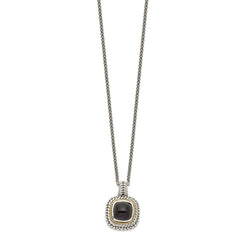 Shey Couture Sterling Silver with 14K Accent 18 Inch Antiqued Cabochon Black Onyx Necklace QTC1102