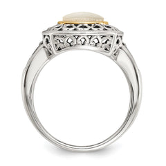 Shey Couture Sterling Silver with 14K Accent Antiqued Mother Of Pearl Ring