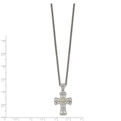 Shey Couture Sterling Silver with 14K Accent 18 Inch Diamond Cross Necklace QTC1170