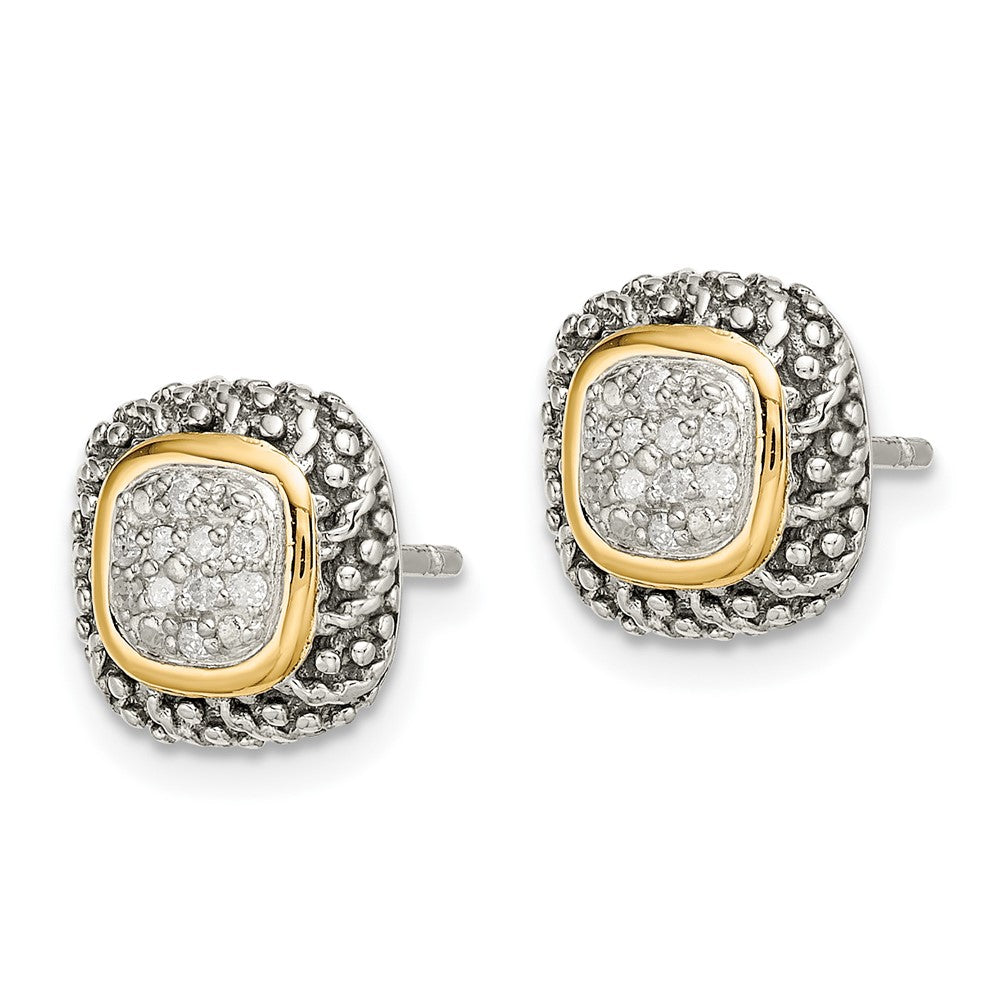QTC1188 Shey Couture Sterling Silver with 14K Accent Antiqued Diamond Post Earrings