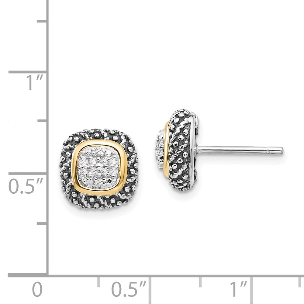 QTC1188 Shey Couture Sterling Silver with 14K Accent Antiqued Diamond Post Earrings