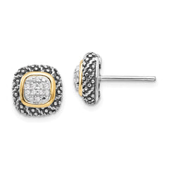 QTC1188 Shey Couture Sterling Silver with 14K Accent Antiqued Diamond Post Earrings