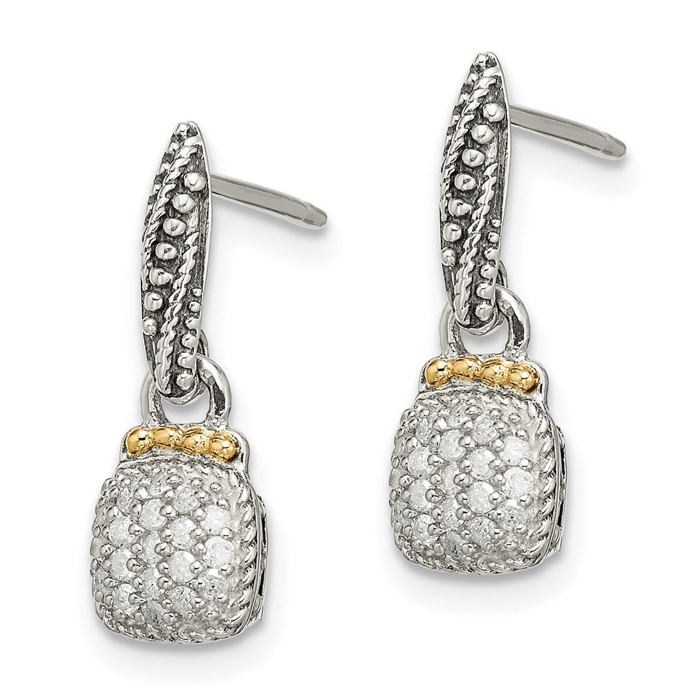 QTC1191 Shey Couture Sterling Silver with 14K Accent Antiqued Diamond Dangle Post Earrings