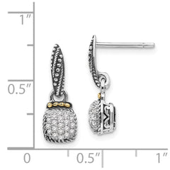 QTC1191 Shey Couture Sterling Silver with 14K Accent Antiqued Diamond Dangle Post Earrings