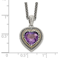 Shey Couture Sterling Silver with 14K Accent 18 inch Antiqued Amethyst Heart Necklace QTC1268
