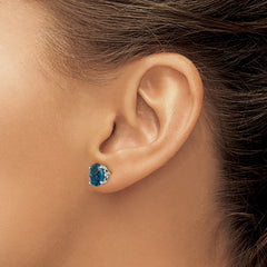 QTC1342 Shey Couture Sterling Silver with 14K Accent Antiqued Oval London Blue Topaz Post Earrings