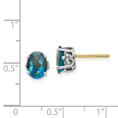 QTC1342 Shey Couture Sterling Silver with 14K Accent Antiqued Oval London Blue Topaz Post Earrings
