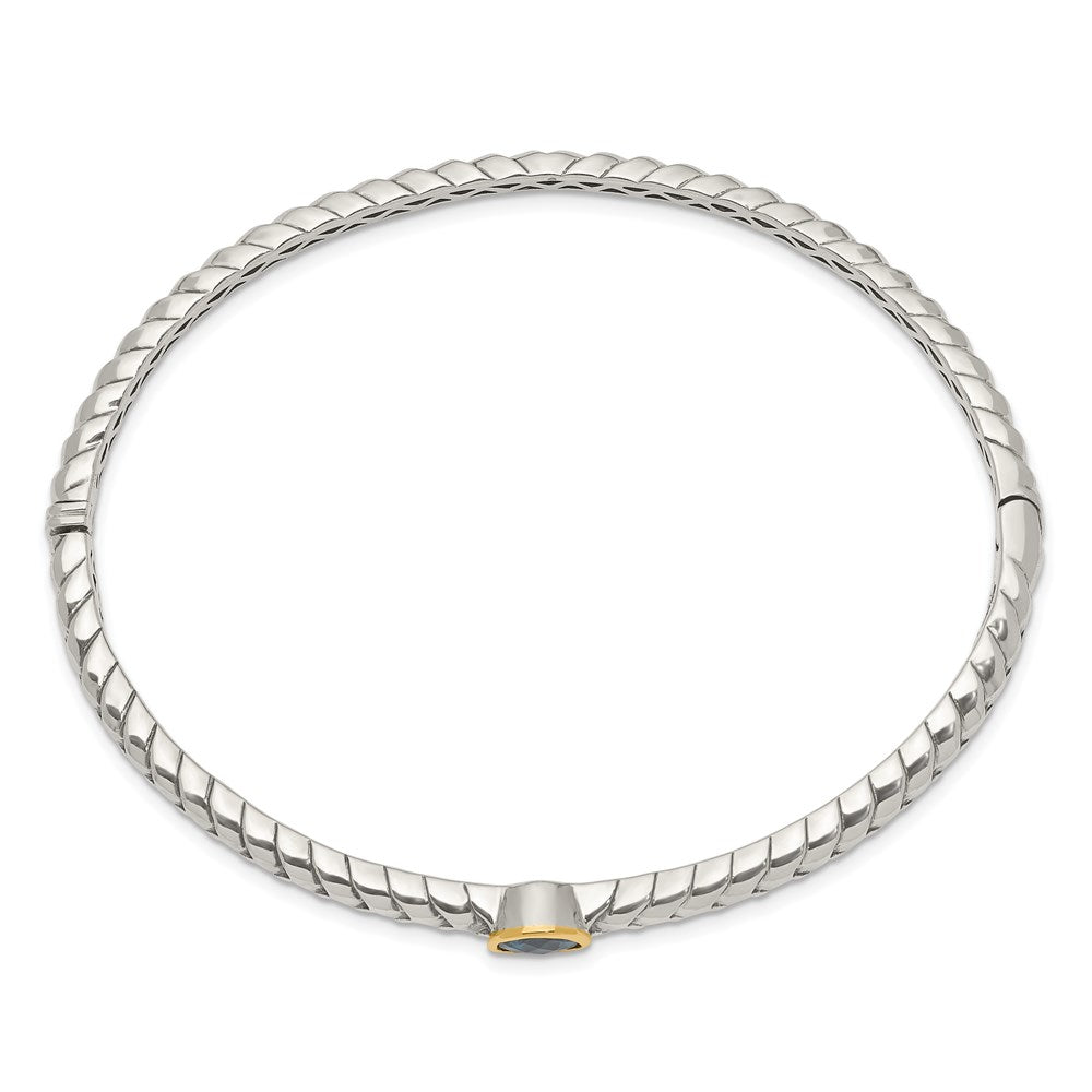 Shey Couture Sterling Silver with 14K Accent London Blue Topaz Hinged Bangle QTC1352