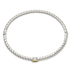 Shey Couture Sterling Silver with 14K Accent London Blue Topaz Hinged Bangle QTC1352