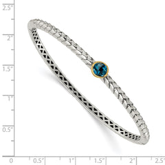 Shey Couture Sterling Silver with 14K Accent London Blue Topaz Hinged Bangle QTC1352