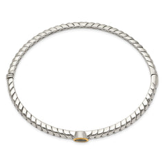 Shey Couture Sterling Silver with 14K Accent Peridot Round Bezel Hinged Bangle Bracelet QTC139