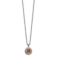 Shey Couture Sterling Silver with 14K Accent 18 Inch Antiqued Round Garnet Necklace QTC1402