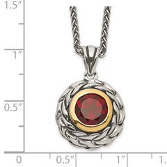 Shey Couture Sterling Silver with 14K Accent 18 Inch Antiqued Round Garnet Necklace QTC1402