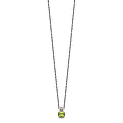 Shey Couture Sterling Silver with 14K Accent 18 Inch Antiqued Cushion Peridot Necklace QTC1464
