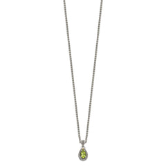 Shey Couture Sterling Silver with 14K Accent 18 Inch Antiqued Pear Shaped Peridot Necklace QTC1466