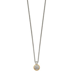 Shey Couture Sterling Silver Rhodium-plated with 14K Accent 18 Inch Polished Diamond Necklace QTC1524