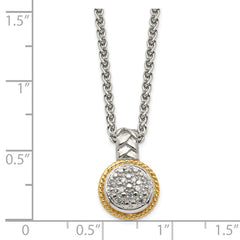 Shey Couture Sterling Silver Rhodium-plated with 14K Accent 18 Inch Polished Diamond Necklace QTC1524