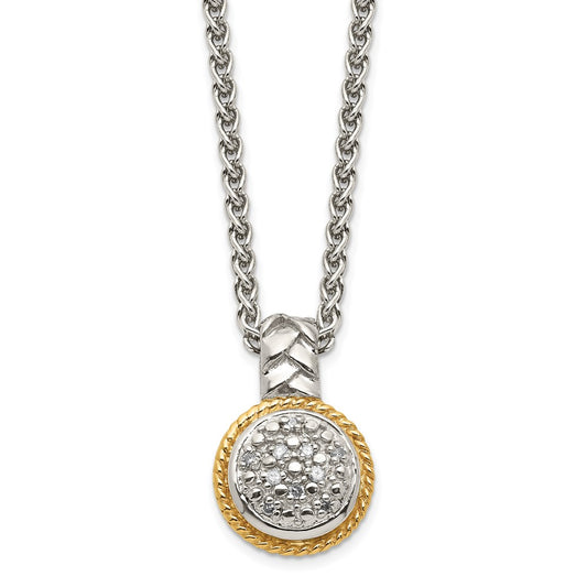 Shey Couture Sterling Silver Rhodium-plated with 14K Accent 18 Inch Polished Diamond Necklace QTC1524