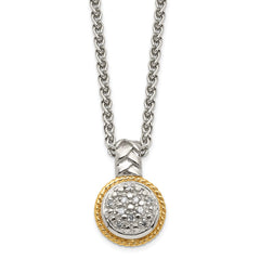 Shey Couture Sterling Silver Rhodium-plated with 14K Accent 18 Inch Polished Diamond Necklace QTC1524