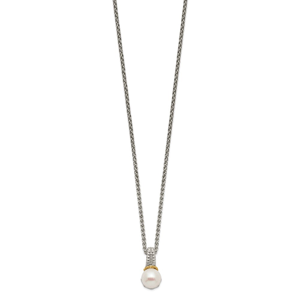 Shey Couture Sterling Silver Rhodium-plated with 14K Accent 18 Inch 8-9mm Freshwater Cultured Pearl Necklace QTC1533