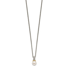 Shey Couture Sterling Silver Rhodium-plated with 14K Accent 18 Inch 8-9mm Freshwater Cultured Pearl Necklace QTC1533