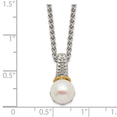 Shey Couture Sterling Silver Rhodium-plated with 14K Accent 18 Inch 8-9mm Freshwater Cultured Pearl Necklace QTC1533