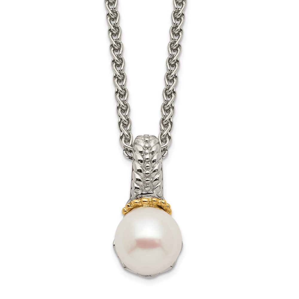 Shey Couture Sterling Silver Rhodium-plated with 14K Accent 18 Inch 8-9mm Freshwater Cultured Pearl Necklace QTC1533