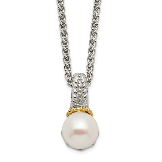 Shey Couture Sterling Silver Rhodium-plated with 14K Accent 18 Inch 8-9mm Freshwater Cultured Pearl Necklace QTC1533