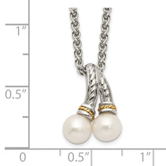 Shey Couture Sterling Silver Rhodium-plated with 14K Accent 18 Inch 6-7mm Freshwater Cultured Pearl Necklace QTC1534