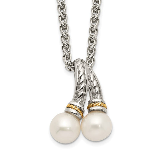 Shey Couture Sterling Silver Rhodium-plated with 14K Accent 18 Inch 6-7mm Freshwater Cultured Pearl Necklace QTC1534