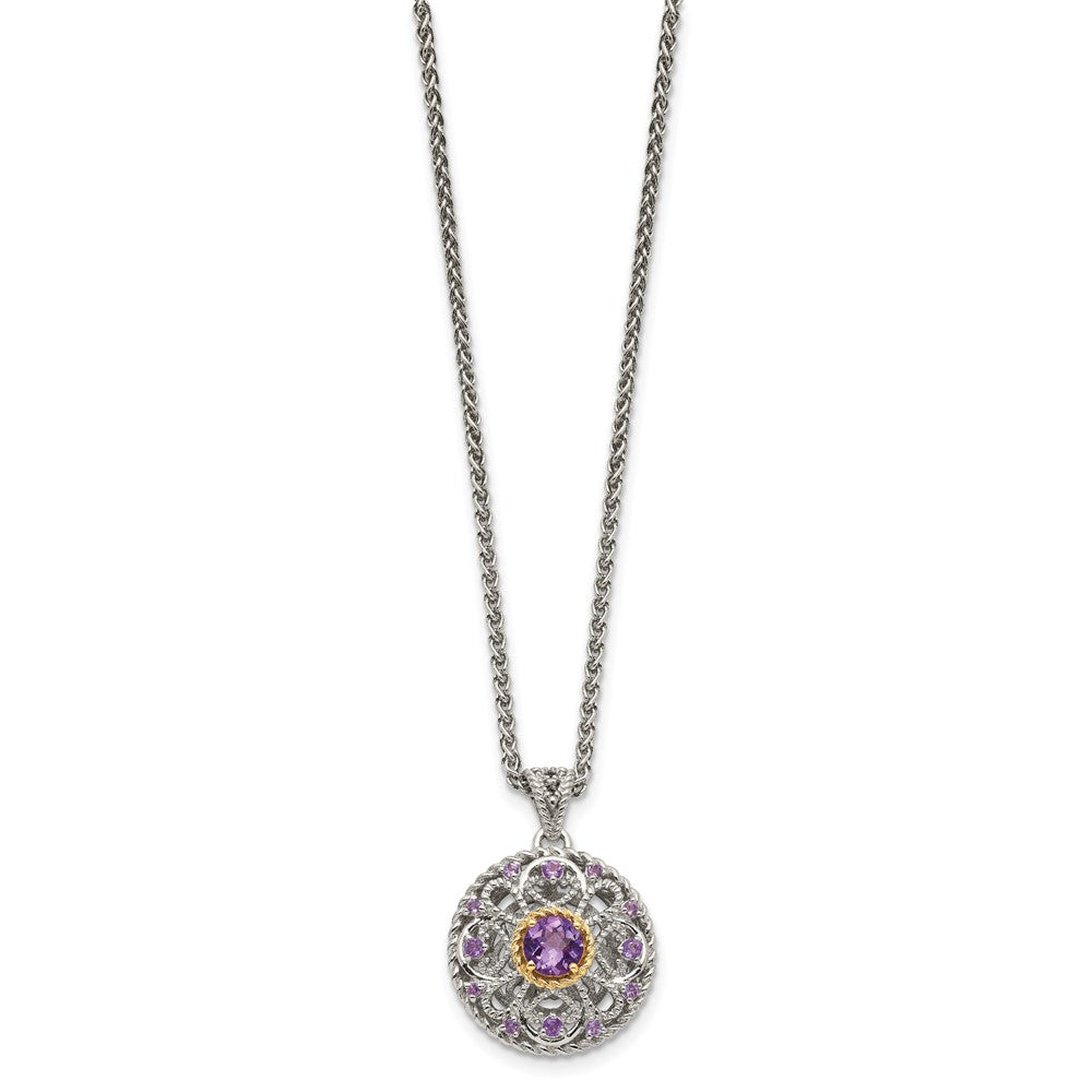 Shey Couture Sterling Silver with 14K Accent 18 Inch Round Amethyst Necklace QTC1557