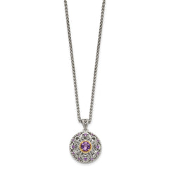 Shey Couture Sterling Silver with 14K Accent 18 Inch Round Amethyst Necklace QTC1557