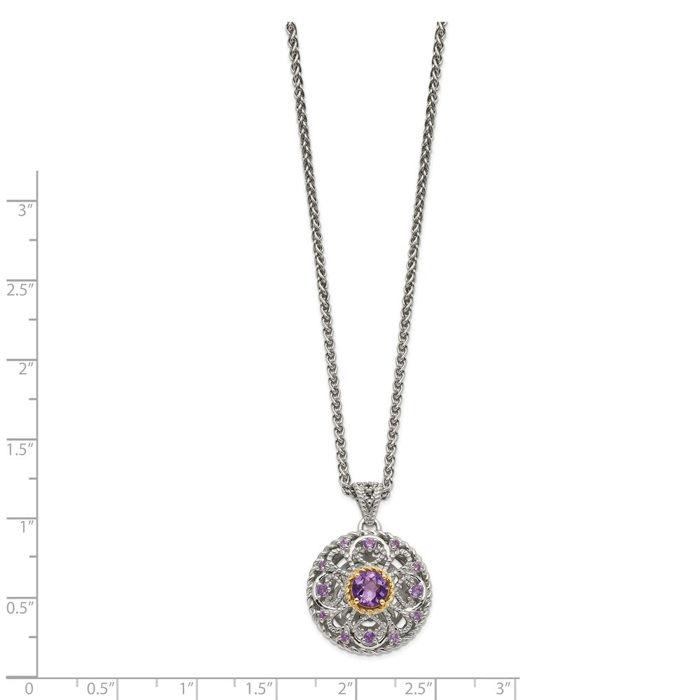 Shey Couture Sterling Silver with 14K Accent 18 Inch Round Amethyst Necklace QTC1557