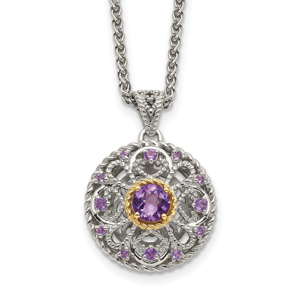 Shey Couture Sterling Silver with 14K Accent 18 Inch Round Amethyst Necklace QTC1557