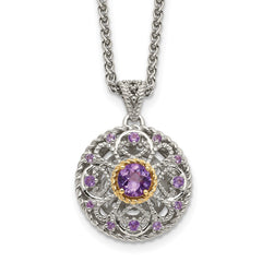 Shey Couture Sterling Silver with 14K Accent 18 Inch Round Amethyst Necklace QTC1557